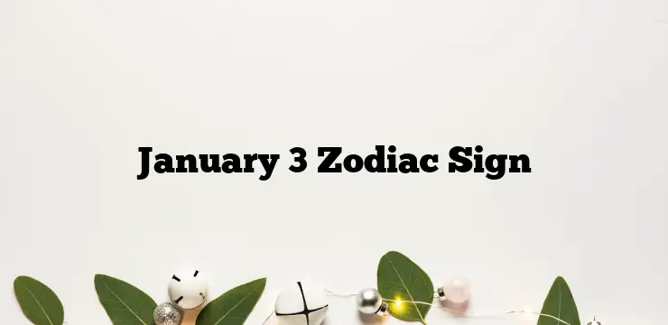 January 3 Zodiac Sign